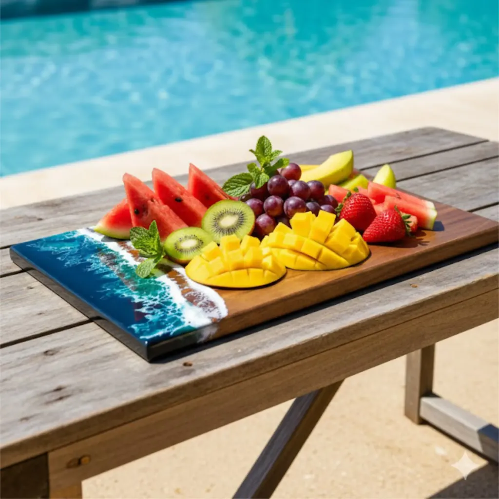 Ocean Resin Serving Board (Blue)