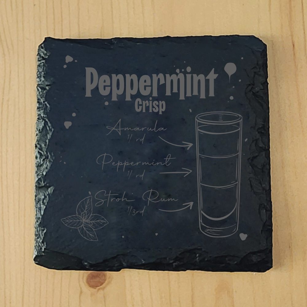 [CSR-SL-DR-002] Slate Coaster - Shooters  (Peppermint Crisp)