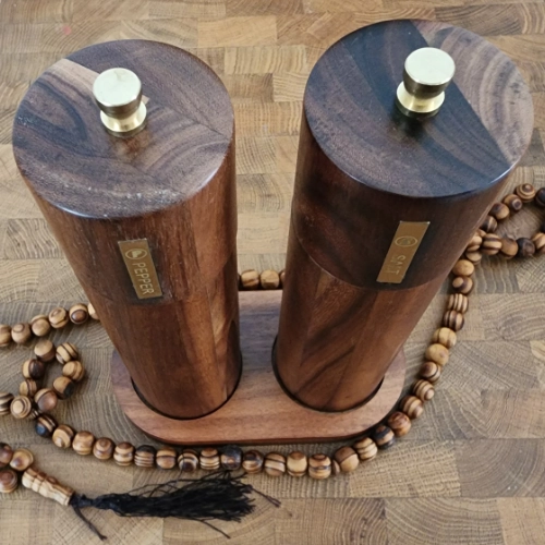 Wood Spice Grinder Set + Stand