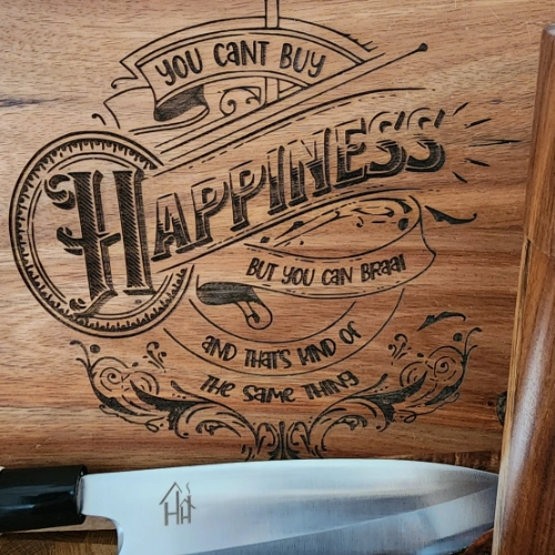 Wood Serving Tray with Leather Handles